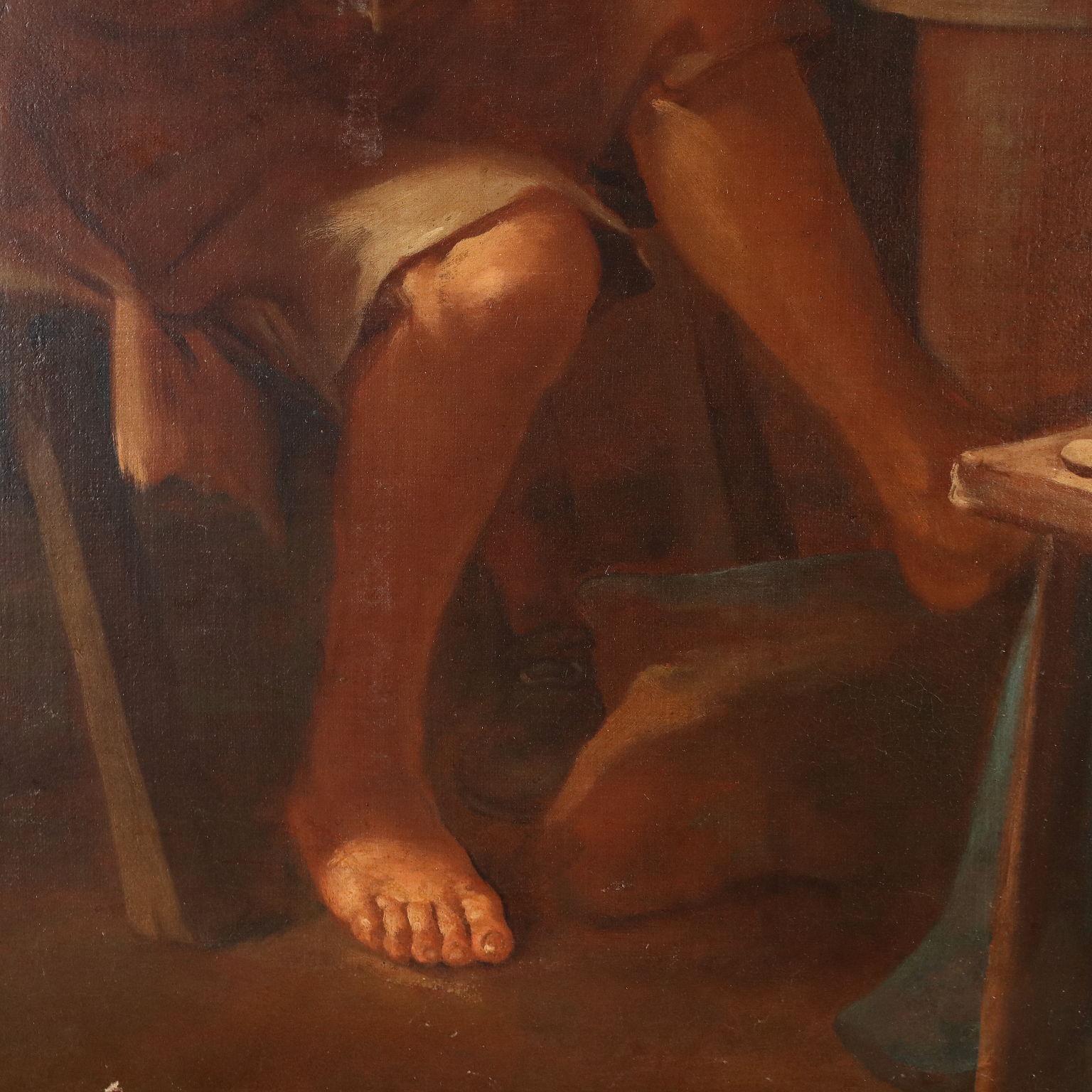 Umwerbender Kirschenverkäufer und zwei Ringer um 1720. im Angebot 2