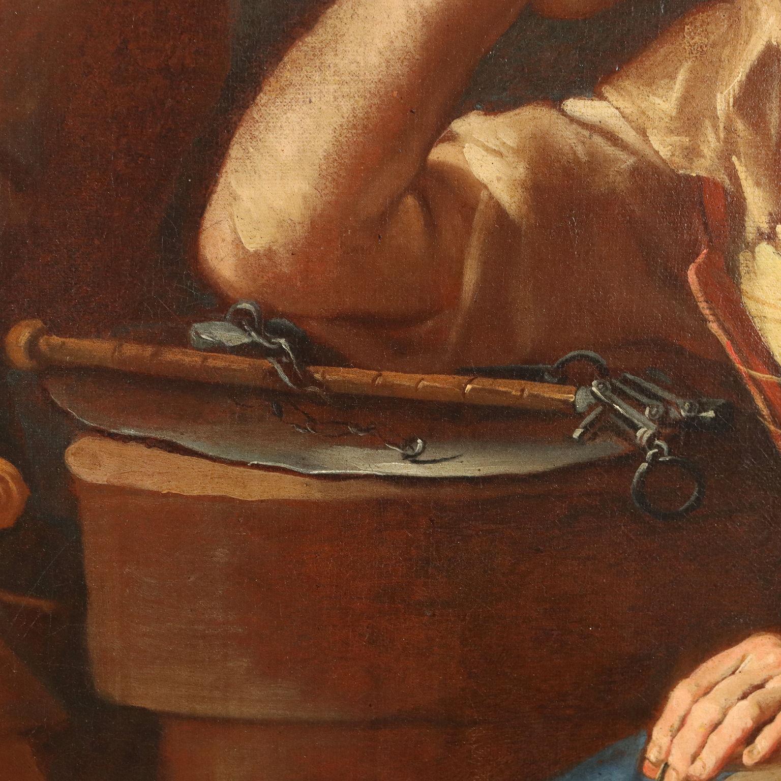 Umwerbender Kirschenverkäufer und zwei Ringer um 1720. im Angebot 3