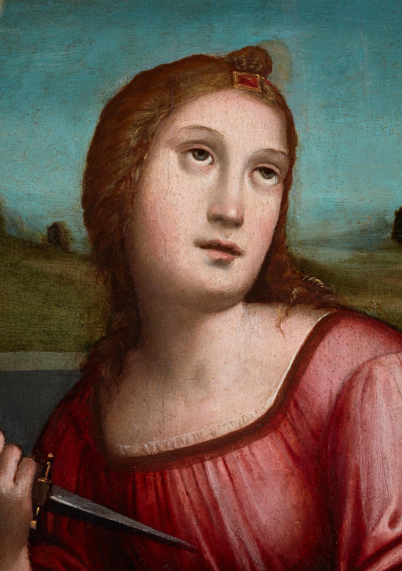 Lucretia, von Giacomo Raibolini Francia. Detto il Francia. Öl auf Platte, gerahmt (Alte Meister), Painting, von Giacomo Francia