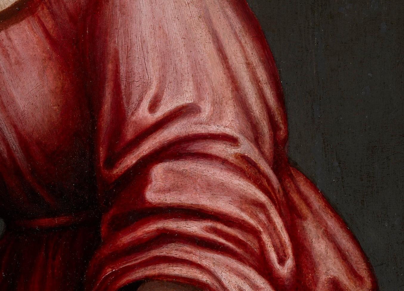Lucretia, von Giacomo Raibolini Francia. Detto il Francia. Öl auf Platte, gerahmt (Braun), Figurative Painting, von Giacomo Francia