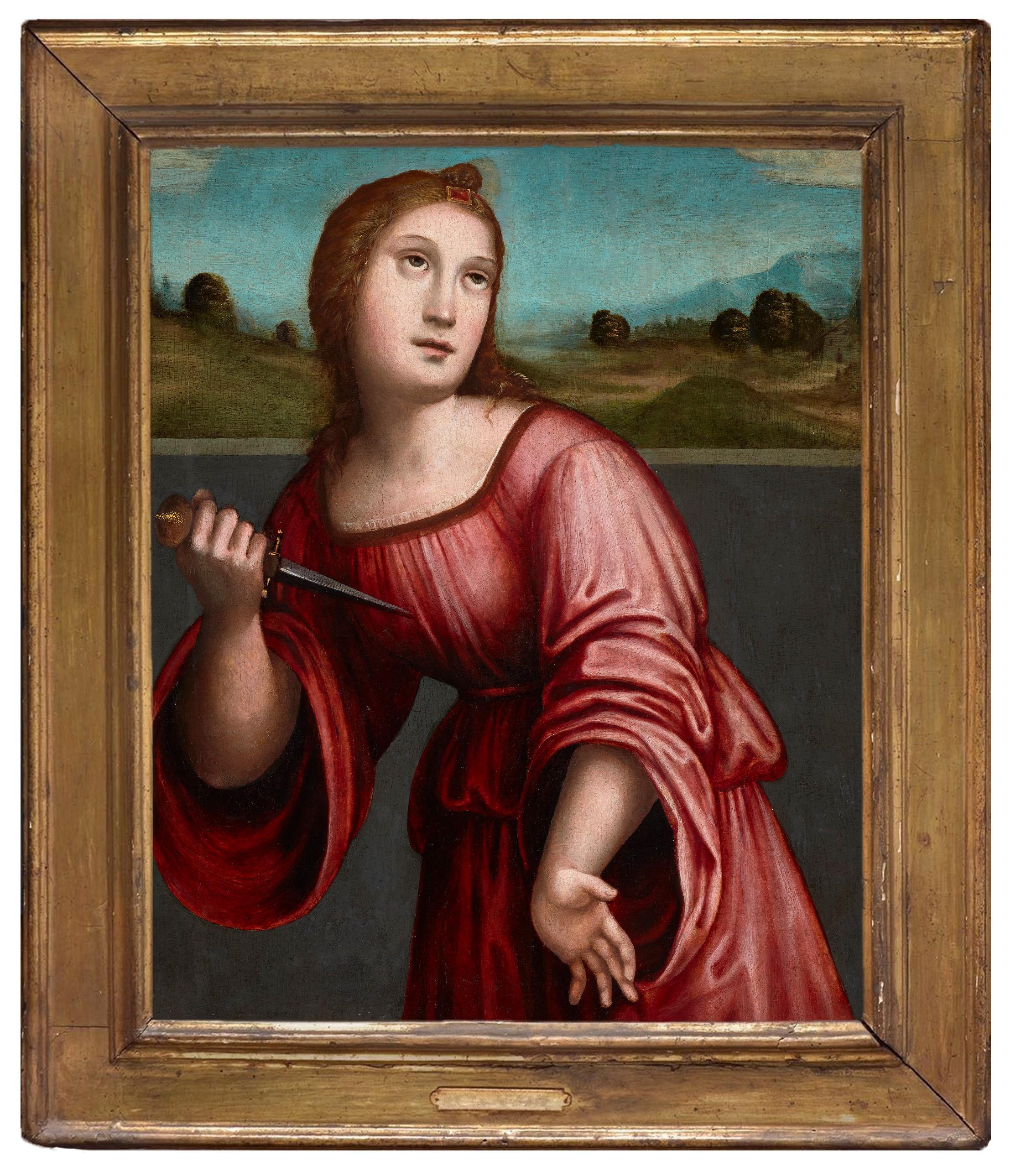 Lucretia, di Giacomo Raibolini Francia. Detto il Francia. Olio su pannello, incorniciato