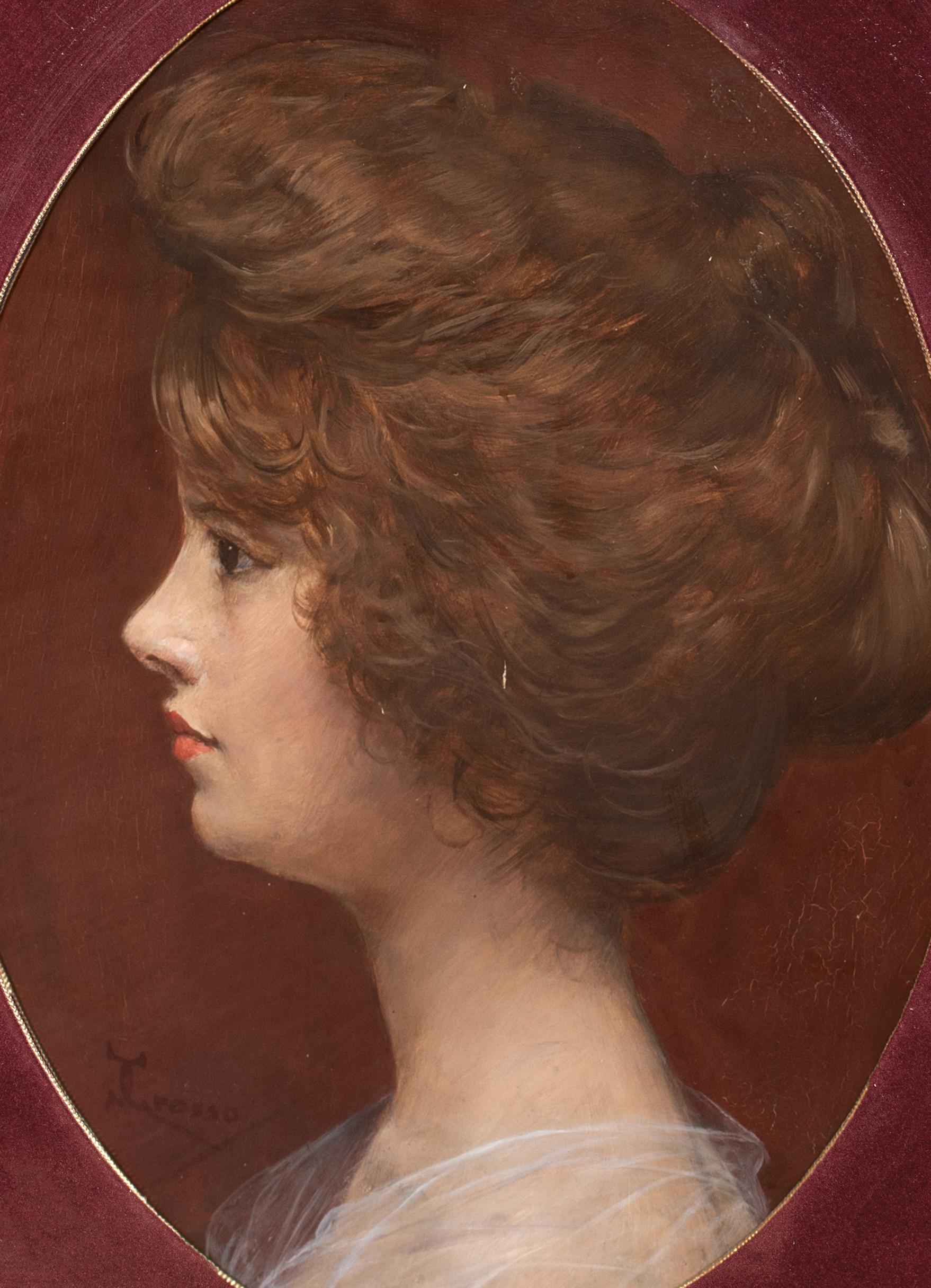 Ritratto di giovane nobile del XIX secolo di Giacomo GROSSO (1860-1938) - Portrait Painting Nero di Giacomo Grosso
