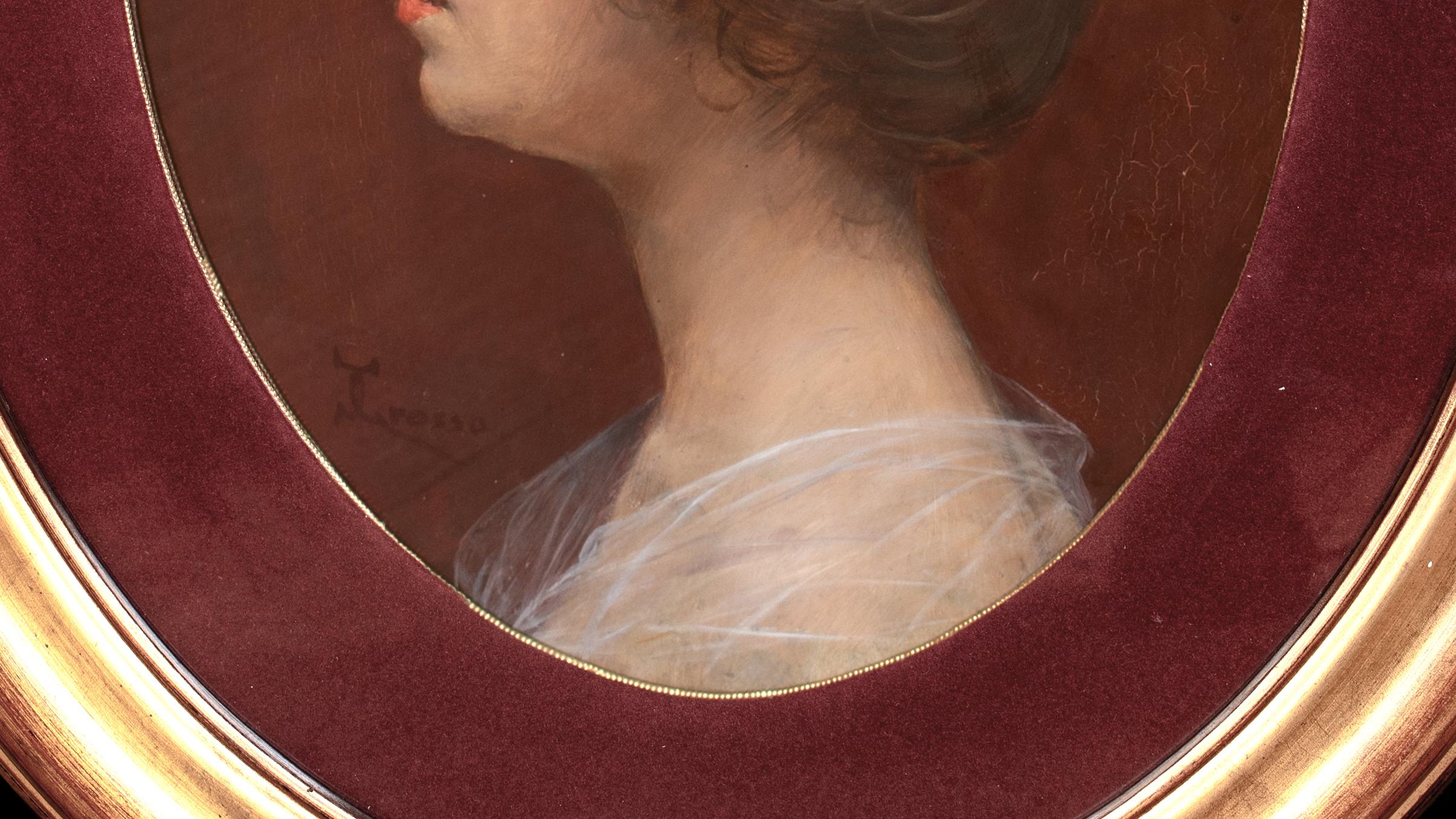 Ritratto di giovane nobile del XIX secolo di Giacomo GROSSO (1860-1938) in vendita 1