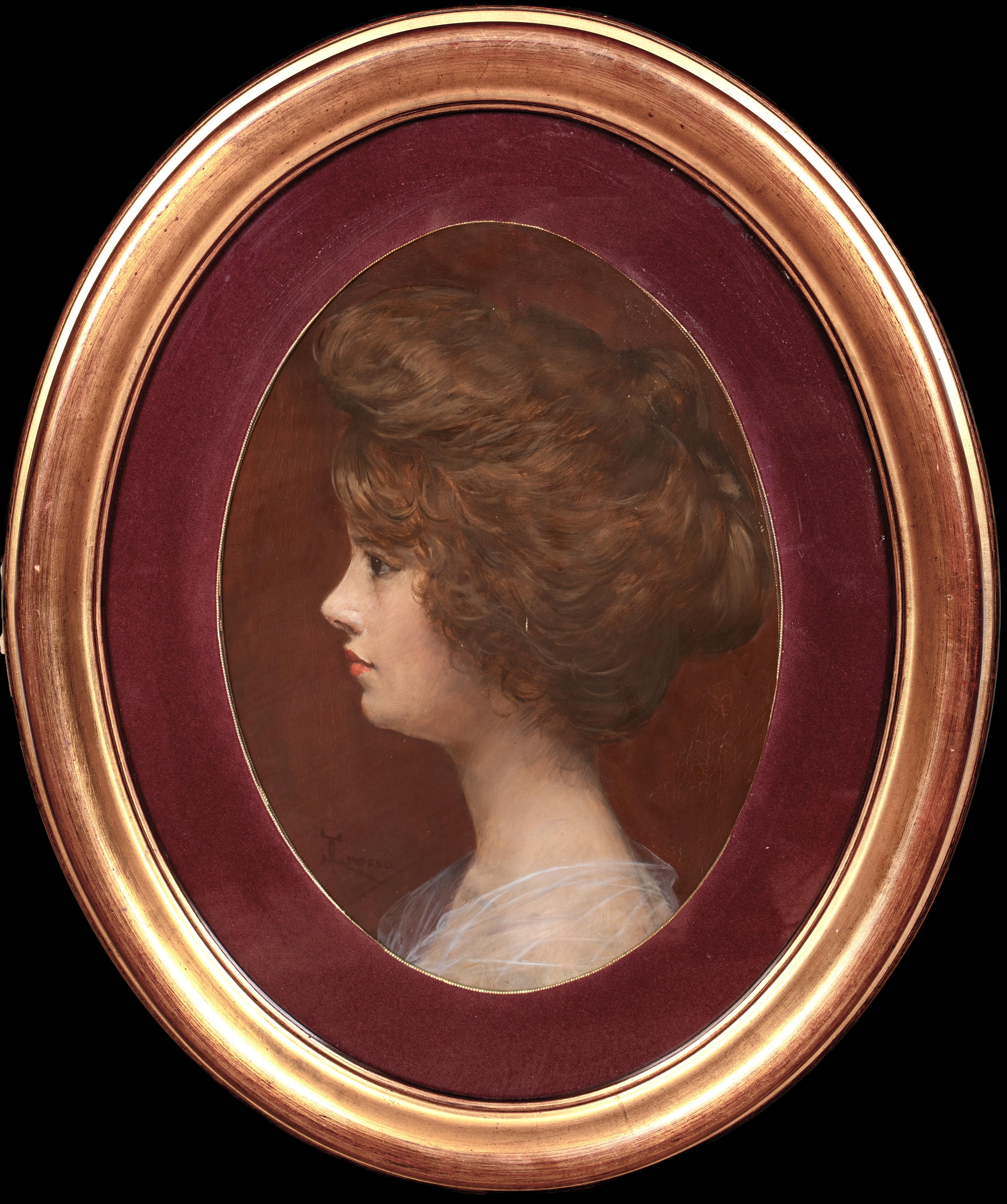 Portrait Painting di Giacomo Grosso - Ritratto di giovane nobile del XIX secolo di Giacomo GROSSO (1860-1938)