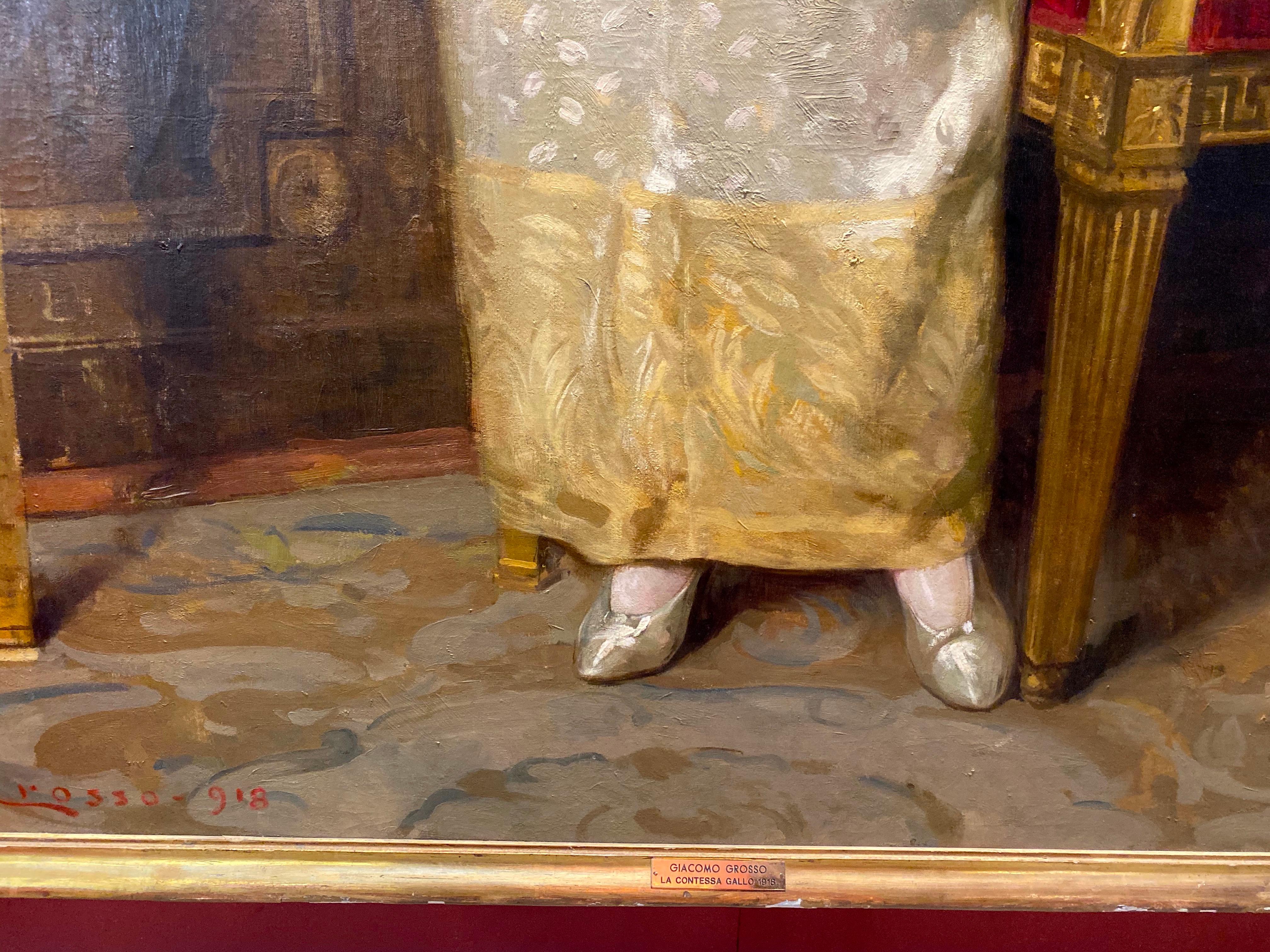 Bedeutendes italienisches Gemälde der Gräfin Gallo von Giacomo Grosso, 1918 10