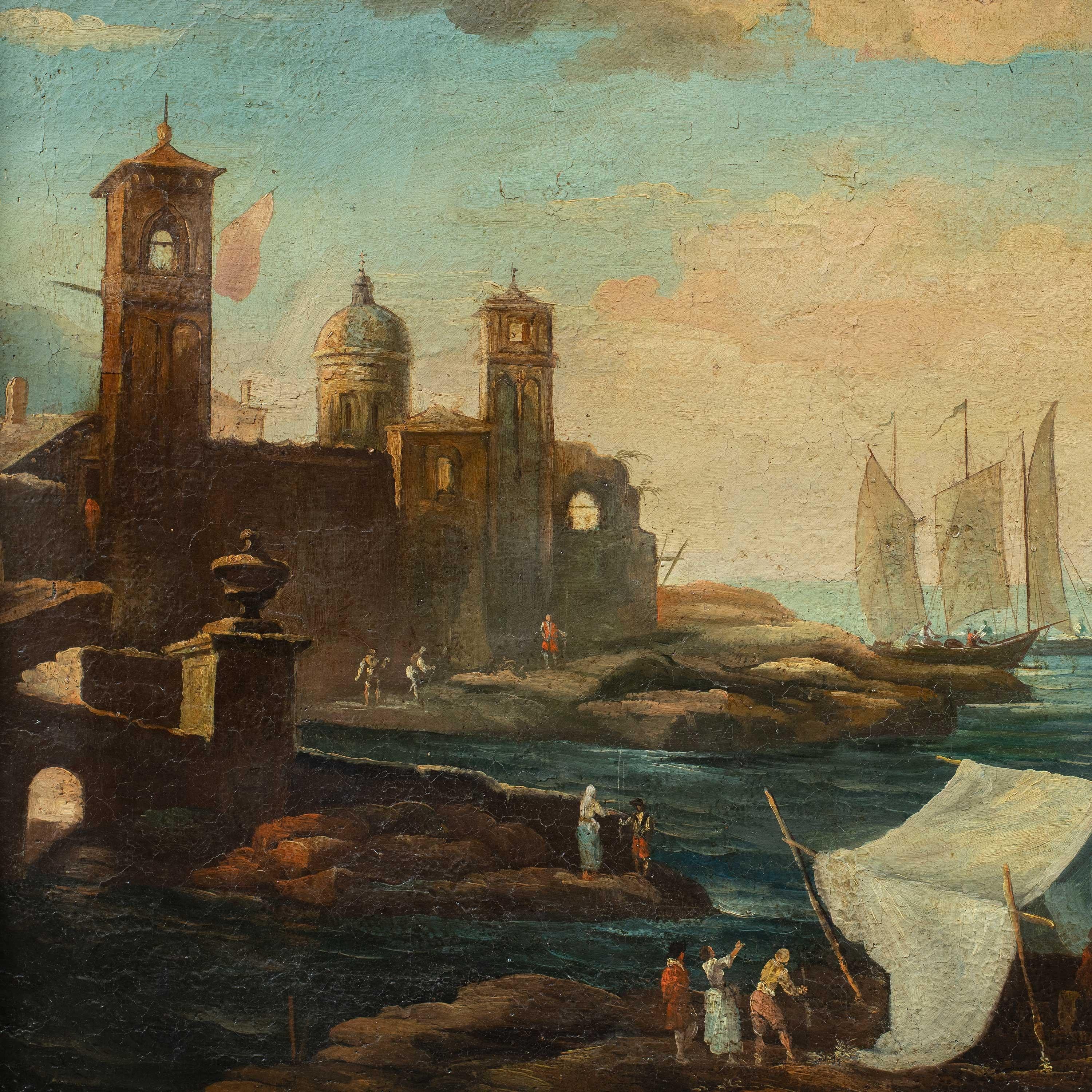 Giacomo Guardi workshop (Venetian painter) - 18th century landscape painting - Painting de  Giacomo Guardi