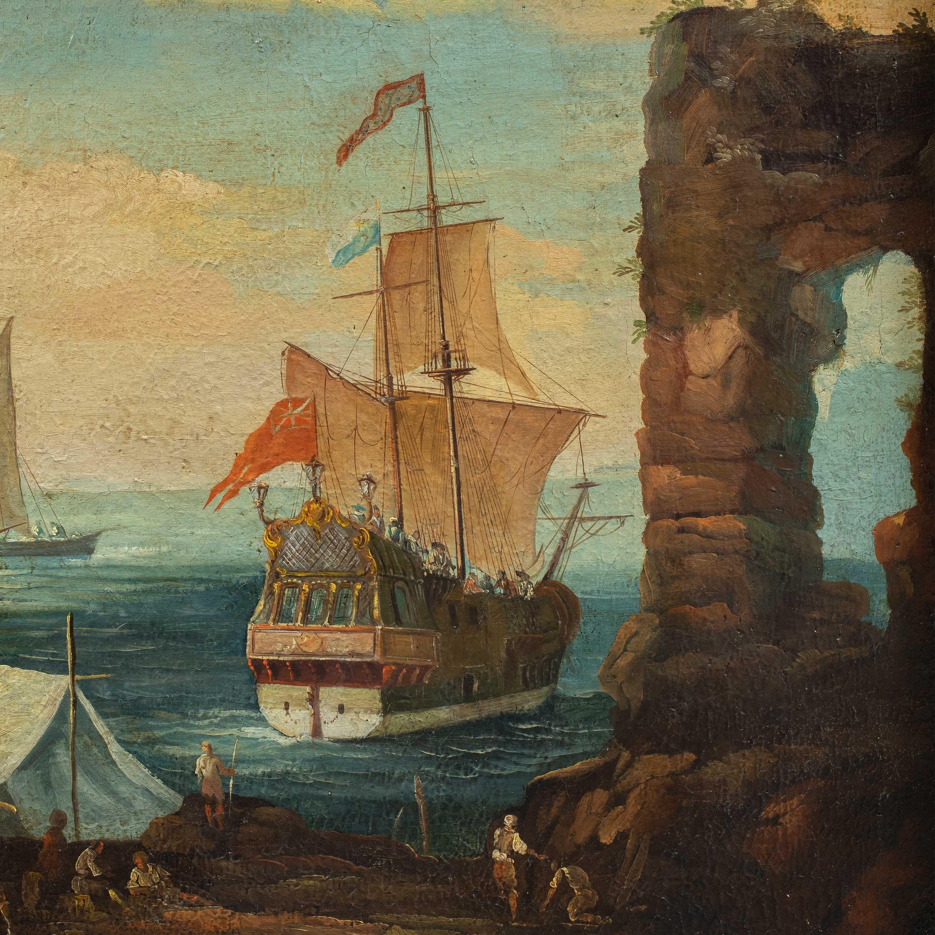 Giacomo Guardi workshop (Venetian painter) - 18th century landscape painting - Rococo Painting par  Giacomo Guardi