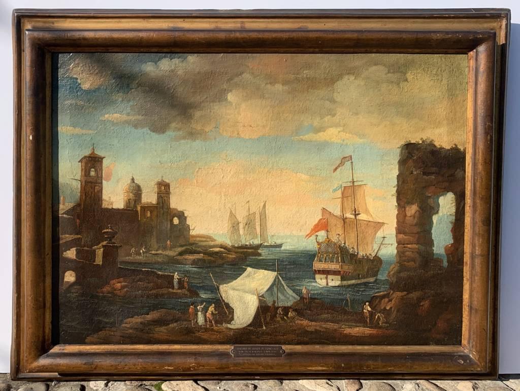 Giacomo Guardi workshop (Venetian painter) - 18th century landscape painting - Marron Landscape Painting par  Giacomo Guardi