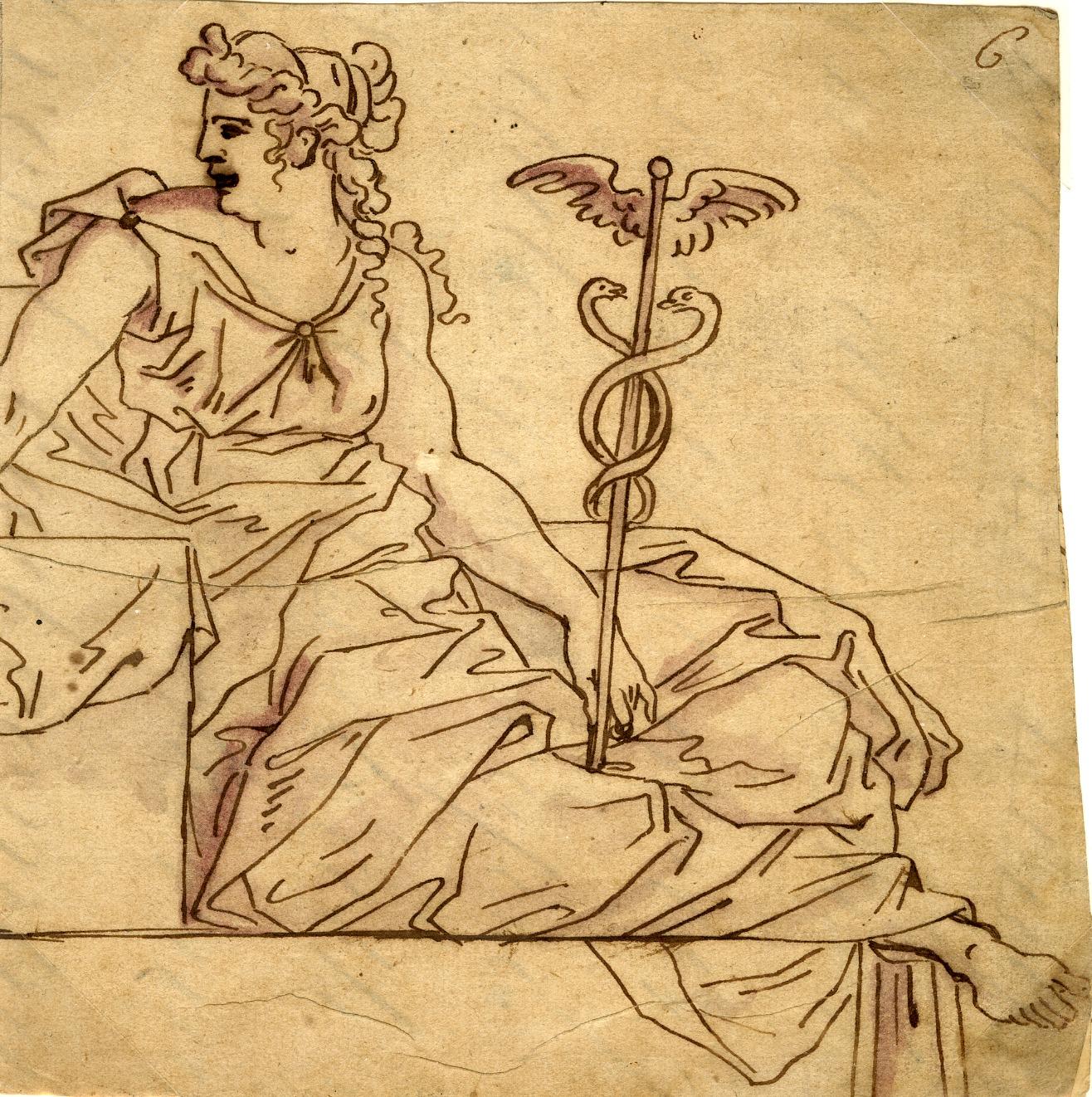 Study of a Priestess holding a Caduceus