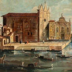 Venezianischer Guardi-Anhänger - 19. Jahrhundert Landschaftsmalerei - Ansicht von Venedig Acca