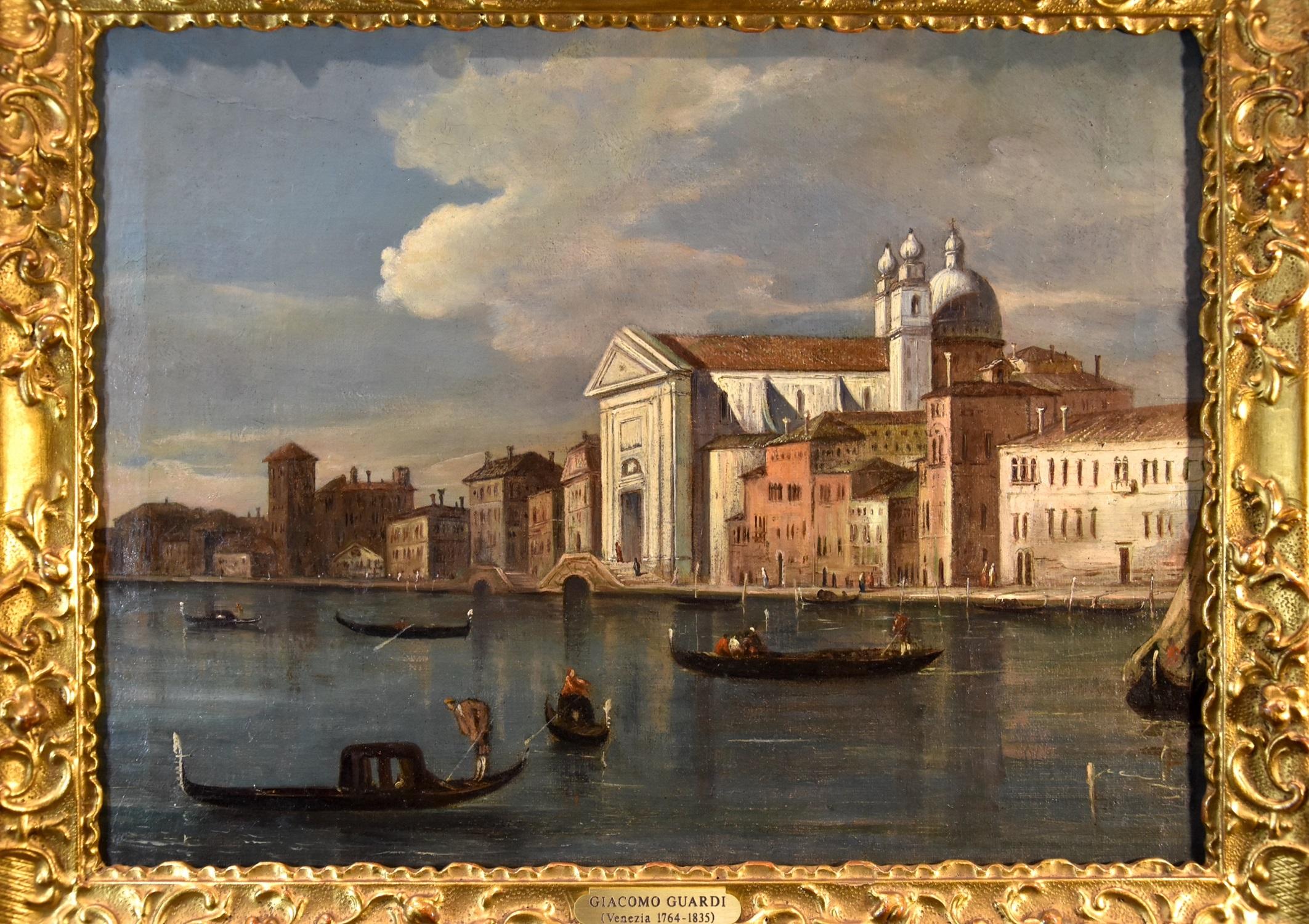 Voir Giudecca Guardi 18/19e siècle Peinture sur toile Grand maître - Maîtres anciens Painting par Giacomo Guardi (venice, 1764 - 1835)