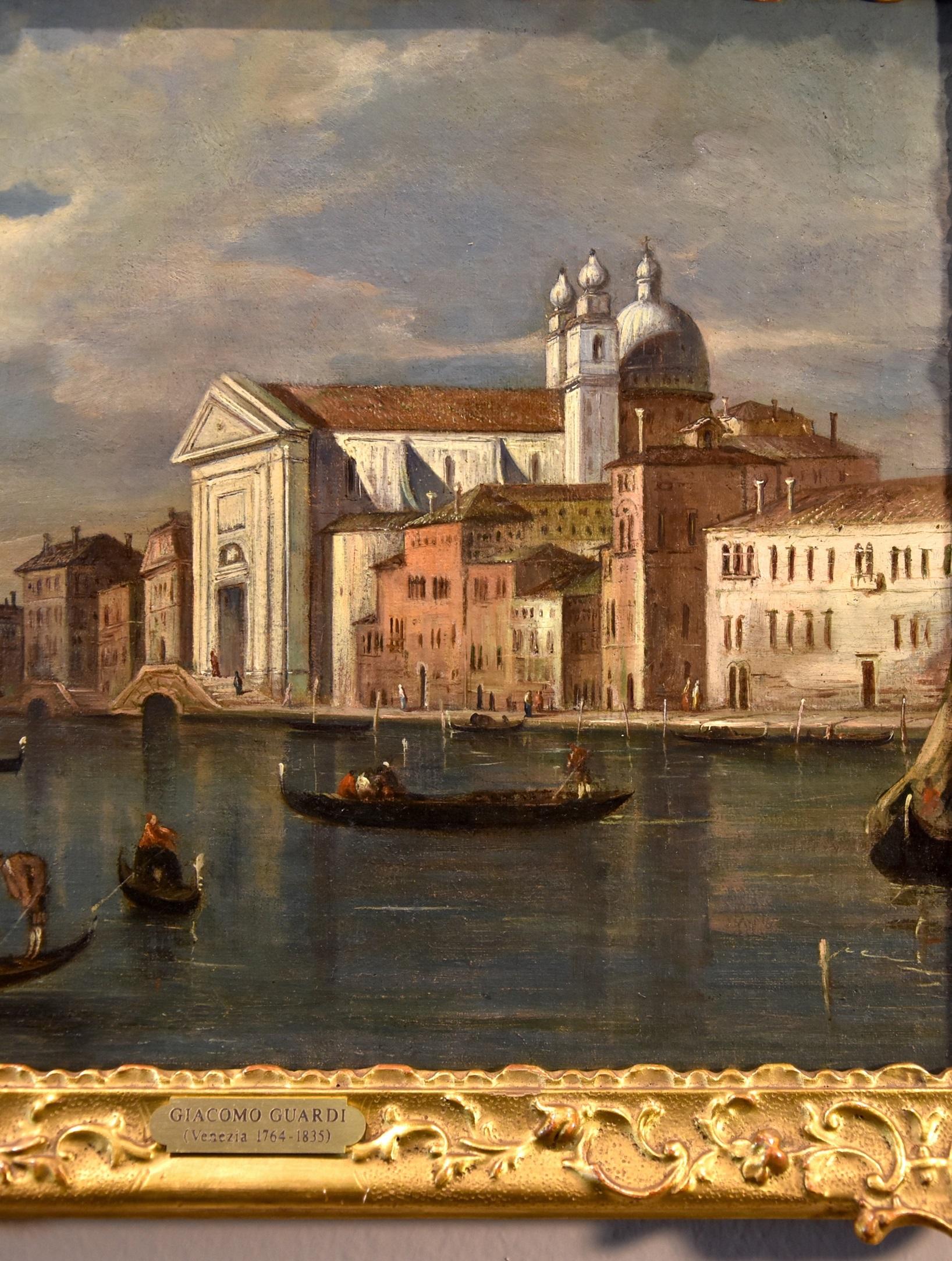 Veduta Venezia See Giudecca Guardi 18/19° secolo Dipinto Olio su tela Vecchio maestro in vendita 1