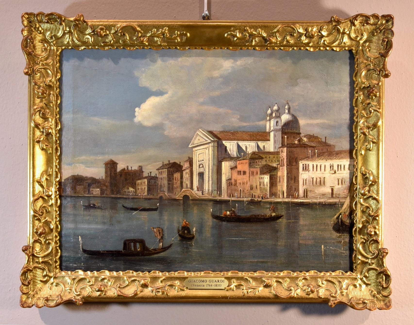 Giacomo Guardi (venice, 1764 - 1835) Landscape Painting – Ansicht Venedig Siehe Giudecca Guardi 18/19. Jahrhundert Gemälde Öl auf Leinwand Alter Meister