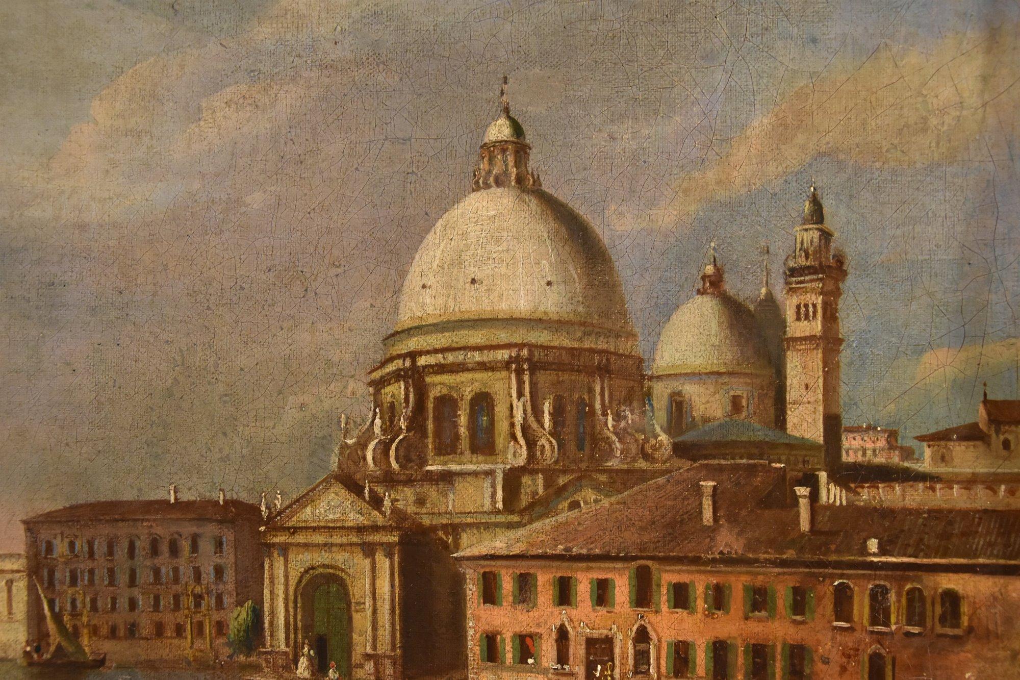 Venice Guardi See Landscape 18/19th CEntury Paint Oil on canvas Old master Italy - Brown Landscape Painting by Giacomo Guardi (Venice, 1764 – Venice, 1835)