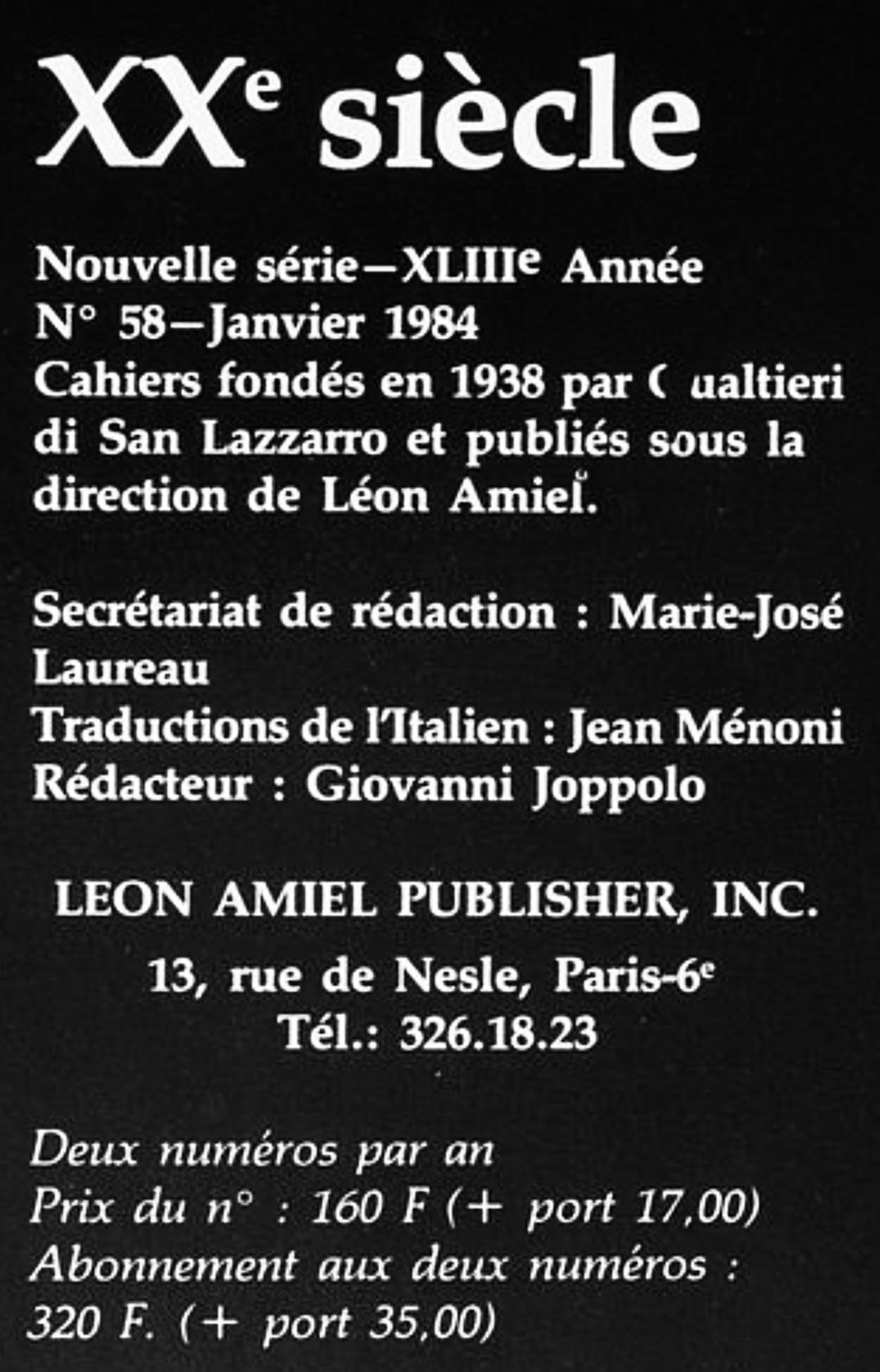 Litografía sobre papel vélin. Tamaño del papel: 12,4 x 19,3 pulgadas, con pliegue central, tal como se publicó. Inscripción: Sin firmar y sin numerar, tal como se emitió. Notas: Del álbum, XXe siècle, Nouvelle série, XLIIIe Année
N°58, enero de