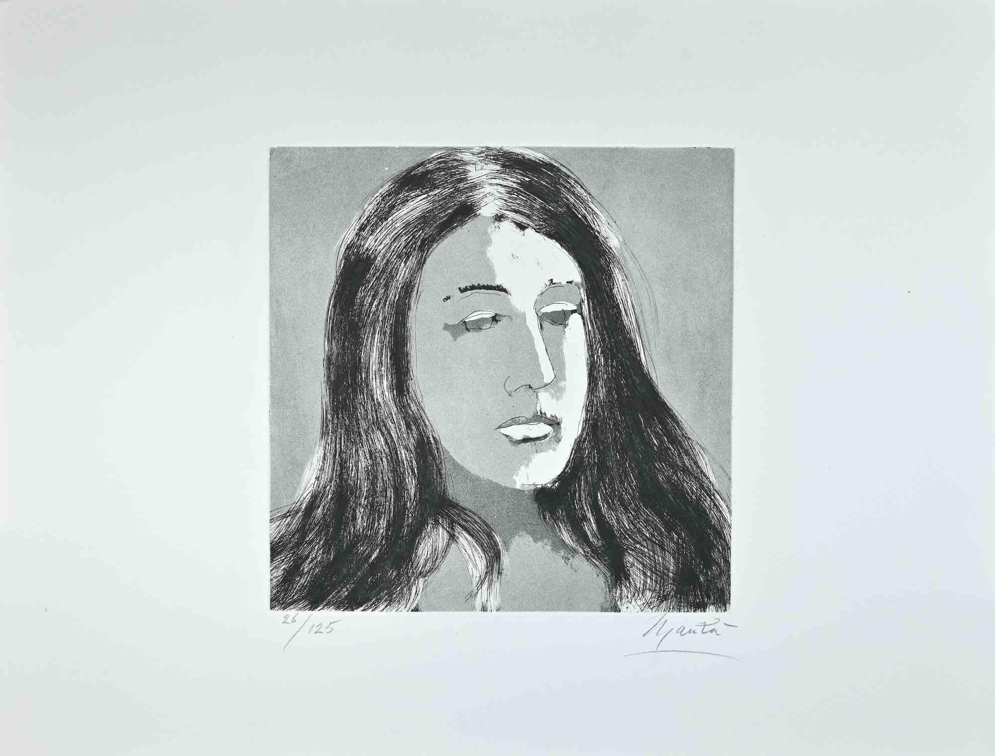 Giacomo Manzú Figurative Print - Inge -  Etching by Giacomo Manzù - 1970