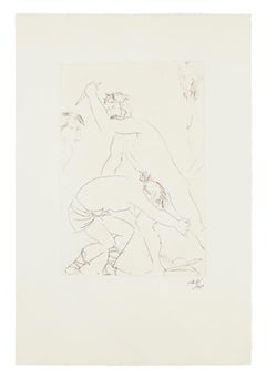 King Oedipus' Fight - Etching by Giacomo Manzù - 1968