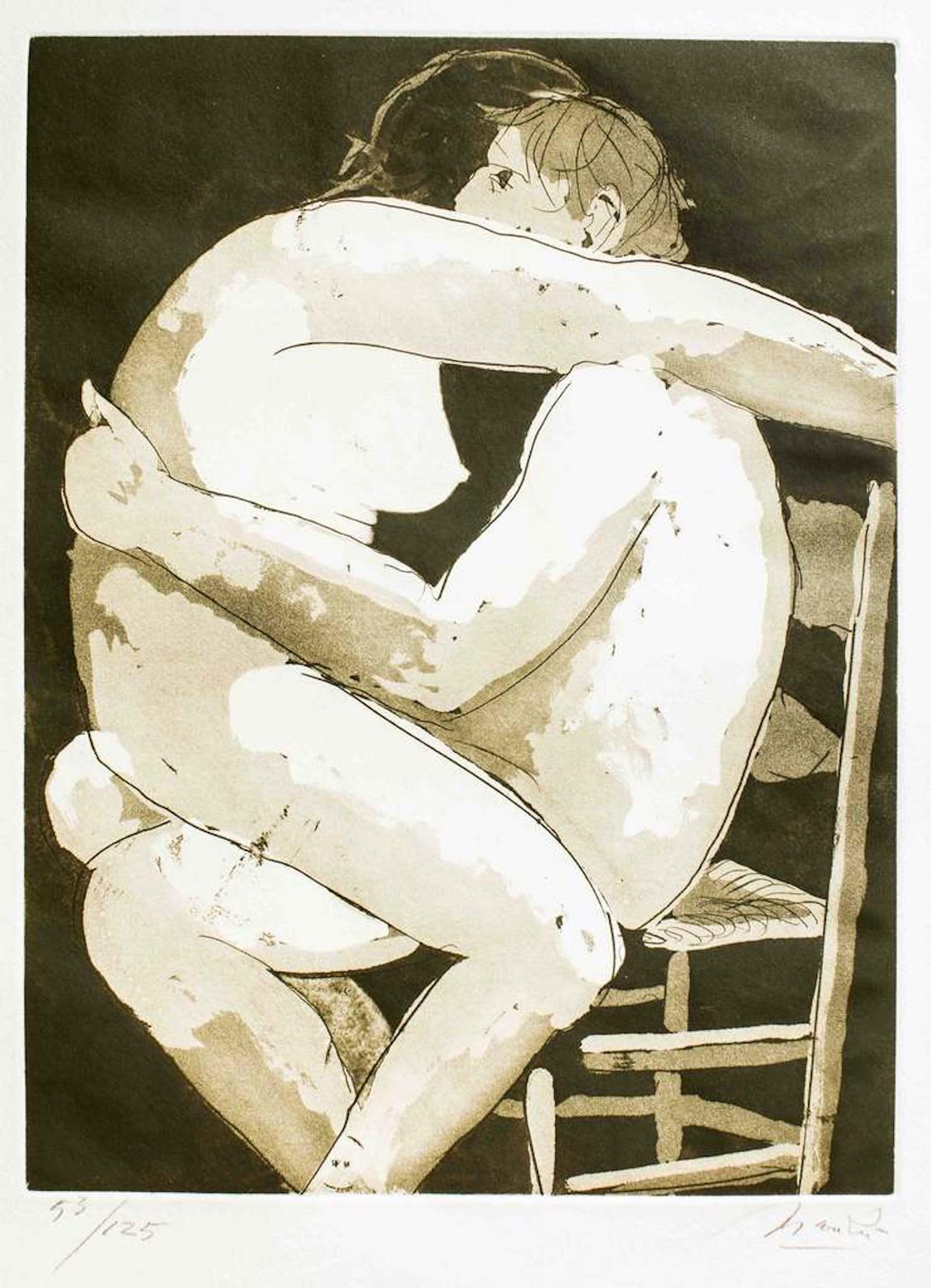 Giacomo Manzú Figurative Print - Lovers I - Original Etching by Giacomo Manzù - 1970