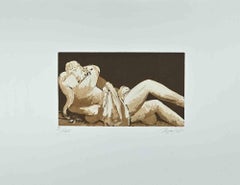 Lovers III  - Original Etching by Giacomo Manzù - 1970
