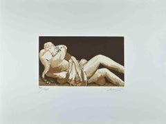 Liebende III  -  Radierung von Giacomo Manzù - 1970