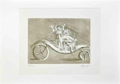 Mileto and Giulia in a Green Carriage - Etching by Giacomo Manzù - 1970