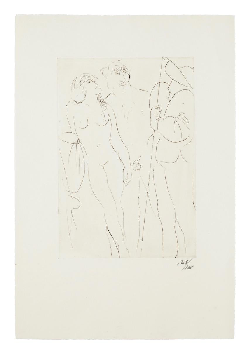 Œdipe - Gravure de Giacomo Manzù - 1968 - Print de Giacomo Manzú