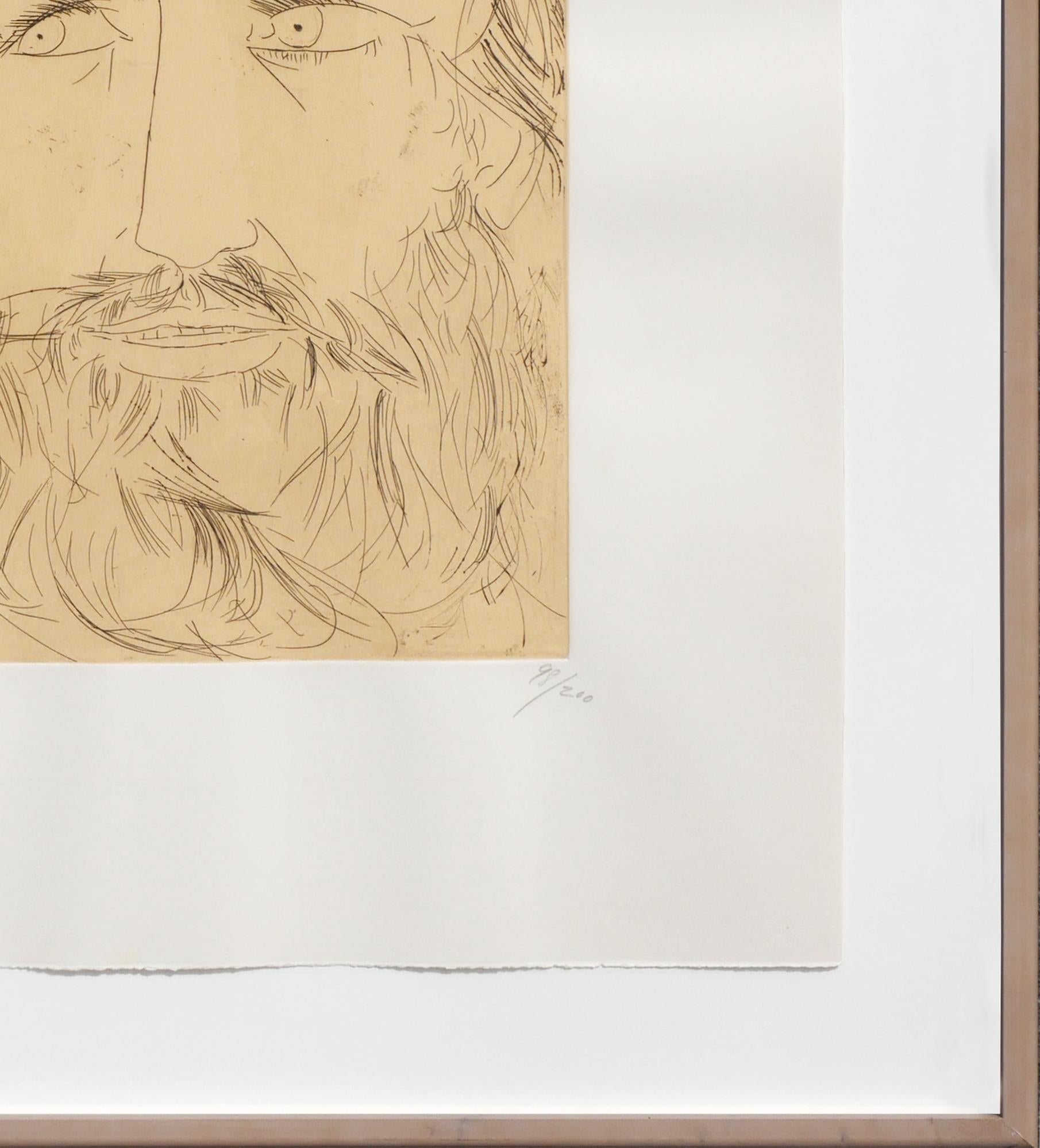 „ Omaggio a Michelangelo“ Monochrome abstrakte figurative Radierung Ed 98/200 im Angebot 1