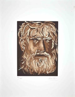 Portrait of King Oedipus - Etching by Giacomo Manzù - 1970