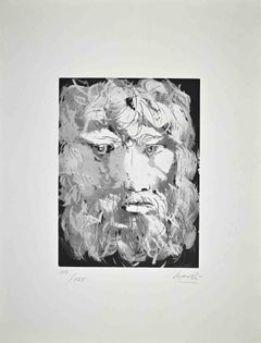 Porträt des Königs Ödipus - Radierung von Giacomo Manzù - 1970