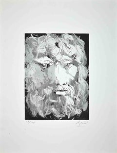 Portrait of King Oedipus  - Original Etching by Giacomo Manzù - 1970
