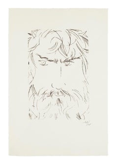 Portrait of Oedipus - Etching by Giacomo Manzù - 1968