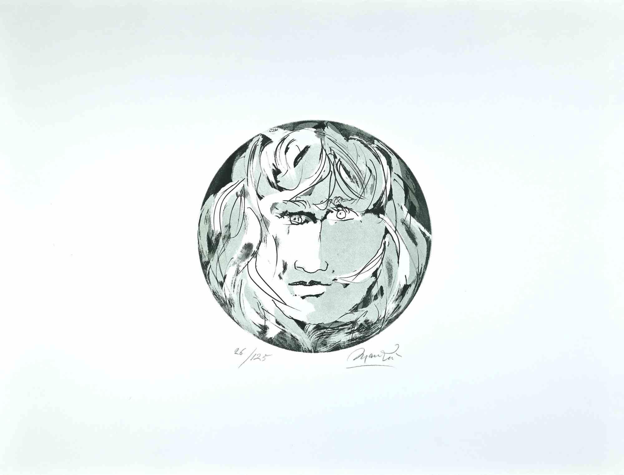 Round Medusa - Etching by Giacomo Manzù - 1970