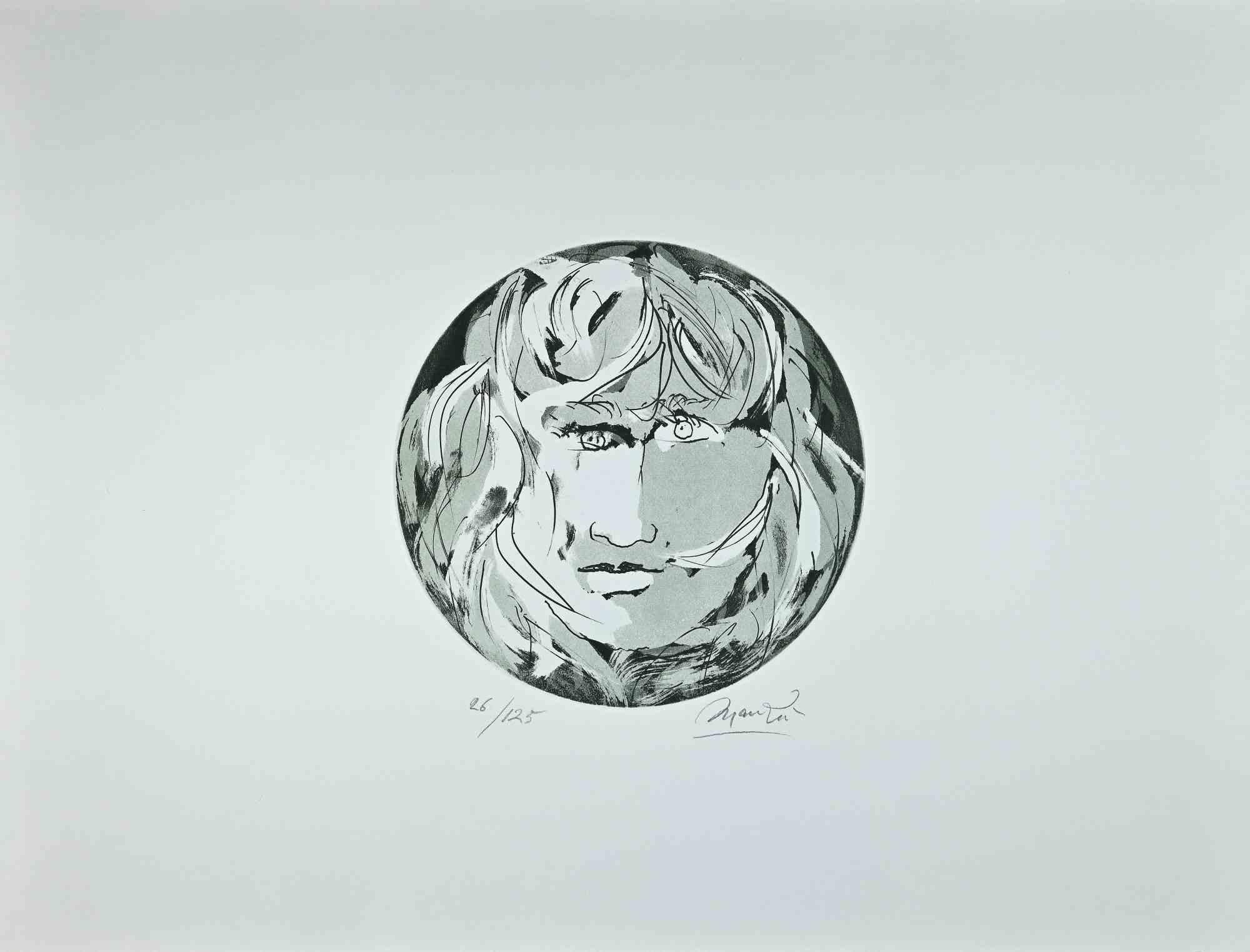 Giacomo Manzú Portrait Print - Round Medusa -  Etching by Giacomo Manzù - 1970
