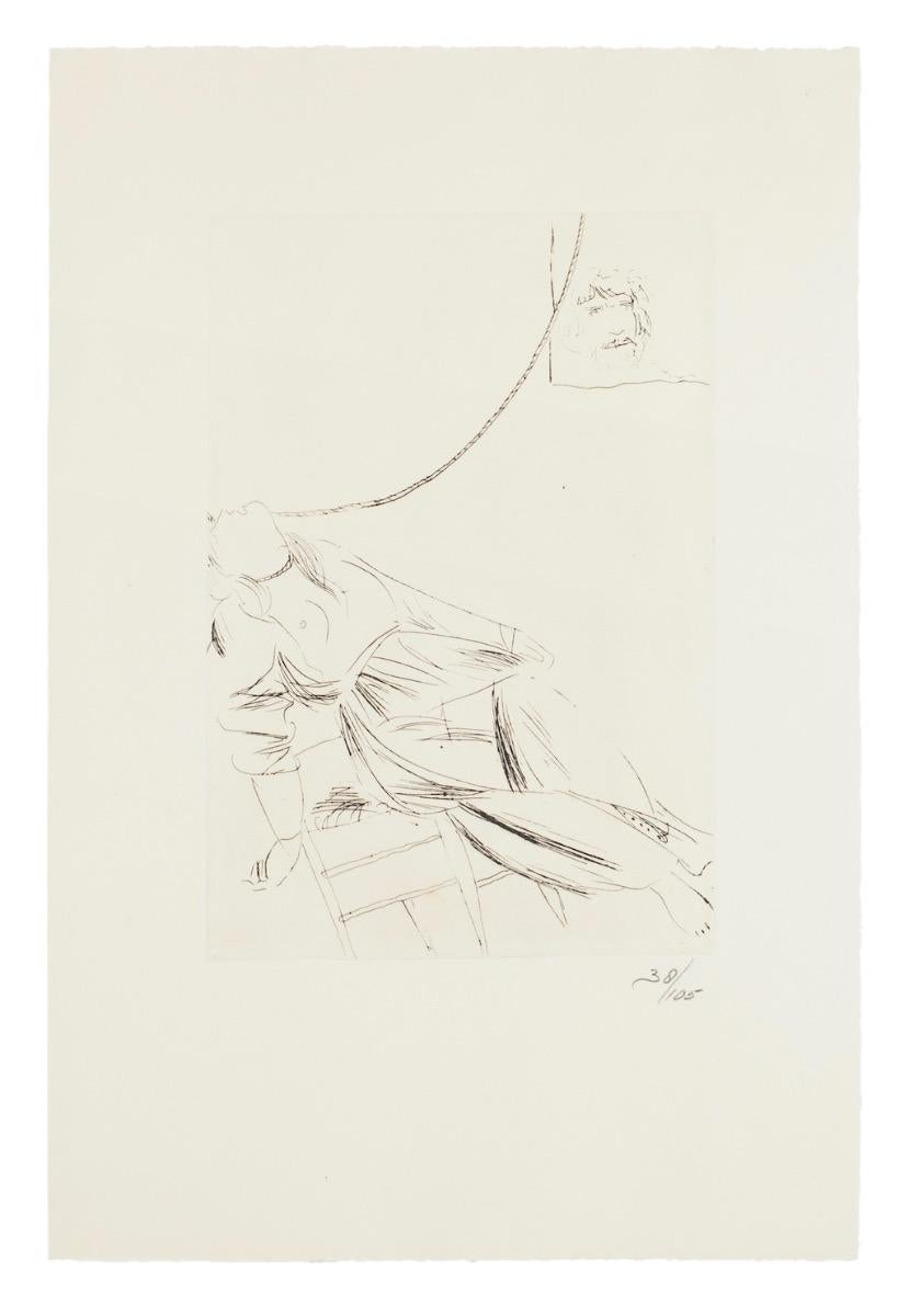 Figurative Print Giacomo Manzú - Scène du roi Oedipus  - Gravure de Giacomo Manzù - 1968