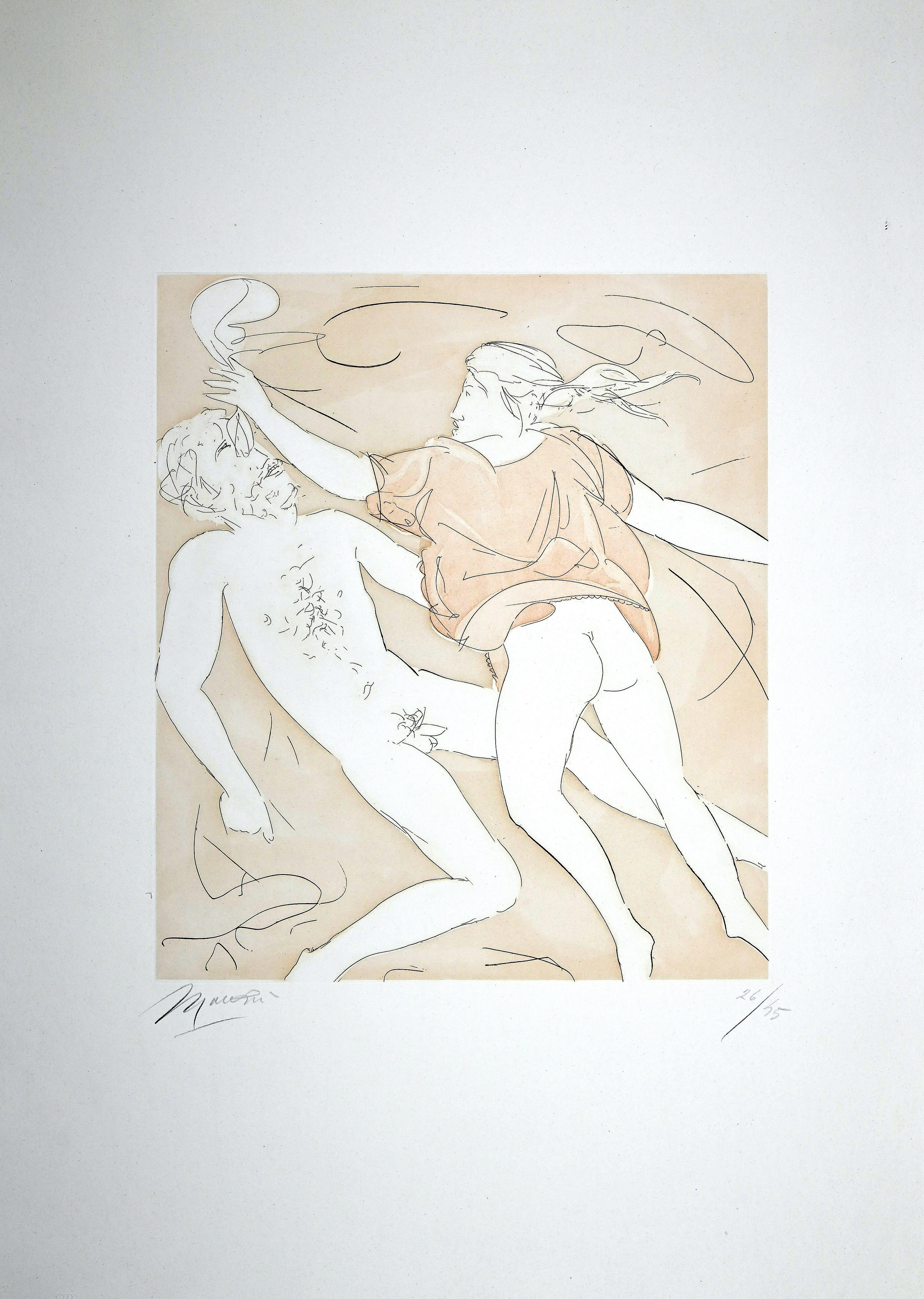 Giacomo Manzú Nude Print – Der Tanz des Orpheus - Radierung von Giacomo Manzù - 1978