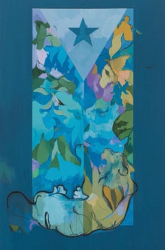 Down by a Star Gemälde, Abstrakte Symbolik, 150x100 cm, Neu