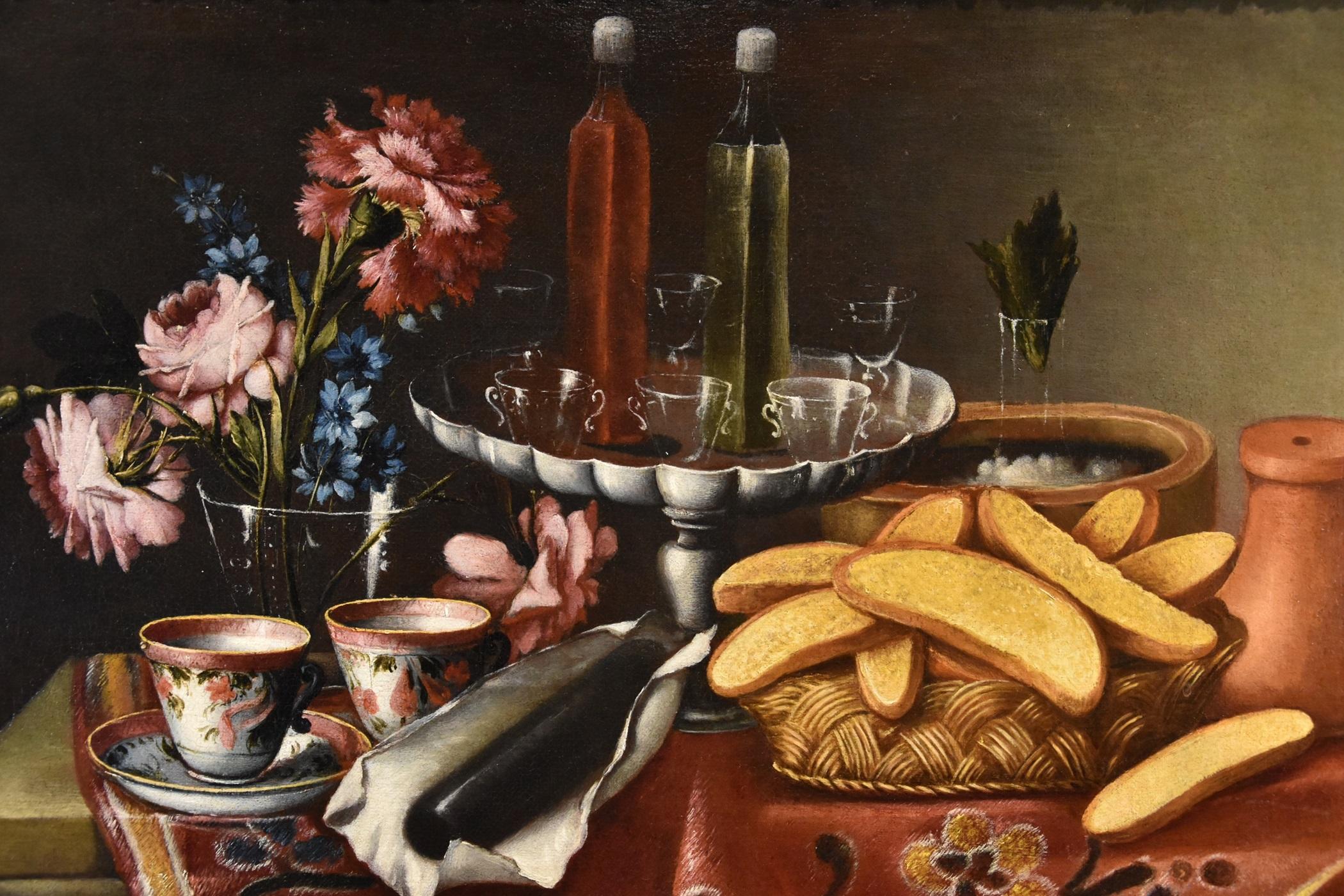 Still Life Flowers Nani 18th Century Paint Oil on canvas Old master Naples Italy For Sale 5