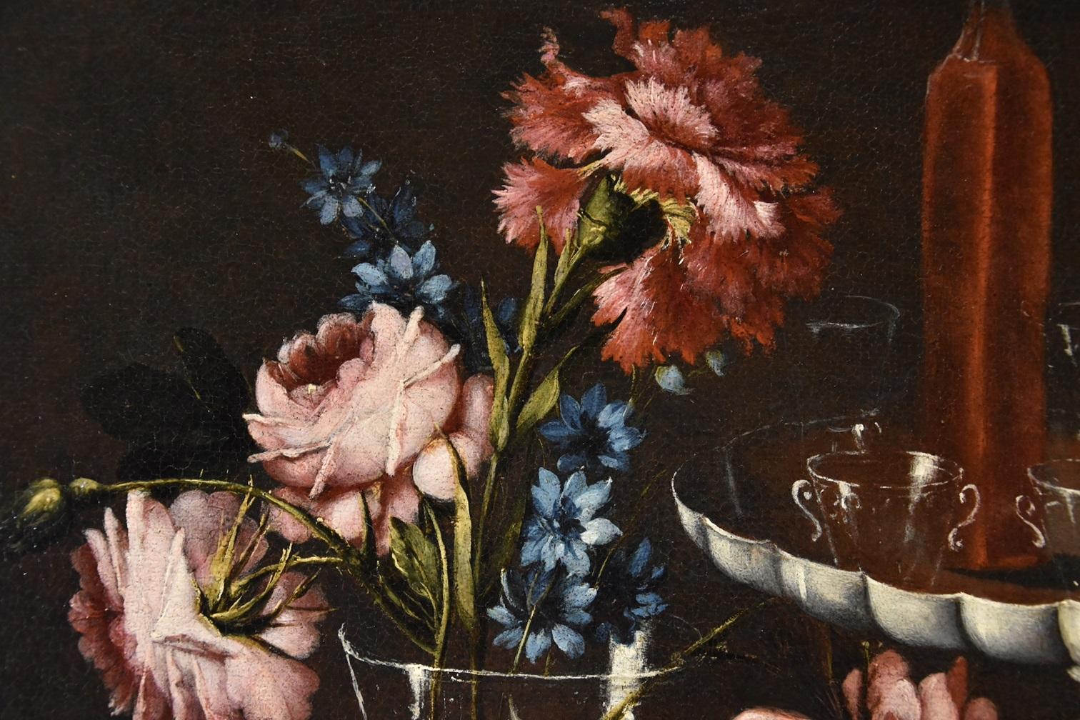 Still Life Flowers Nani 18th Century Paint Oil on canvas Old master Naples Italy For Sale 10