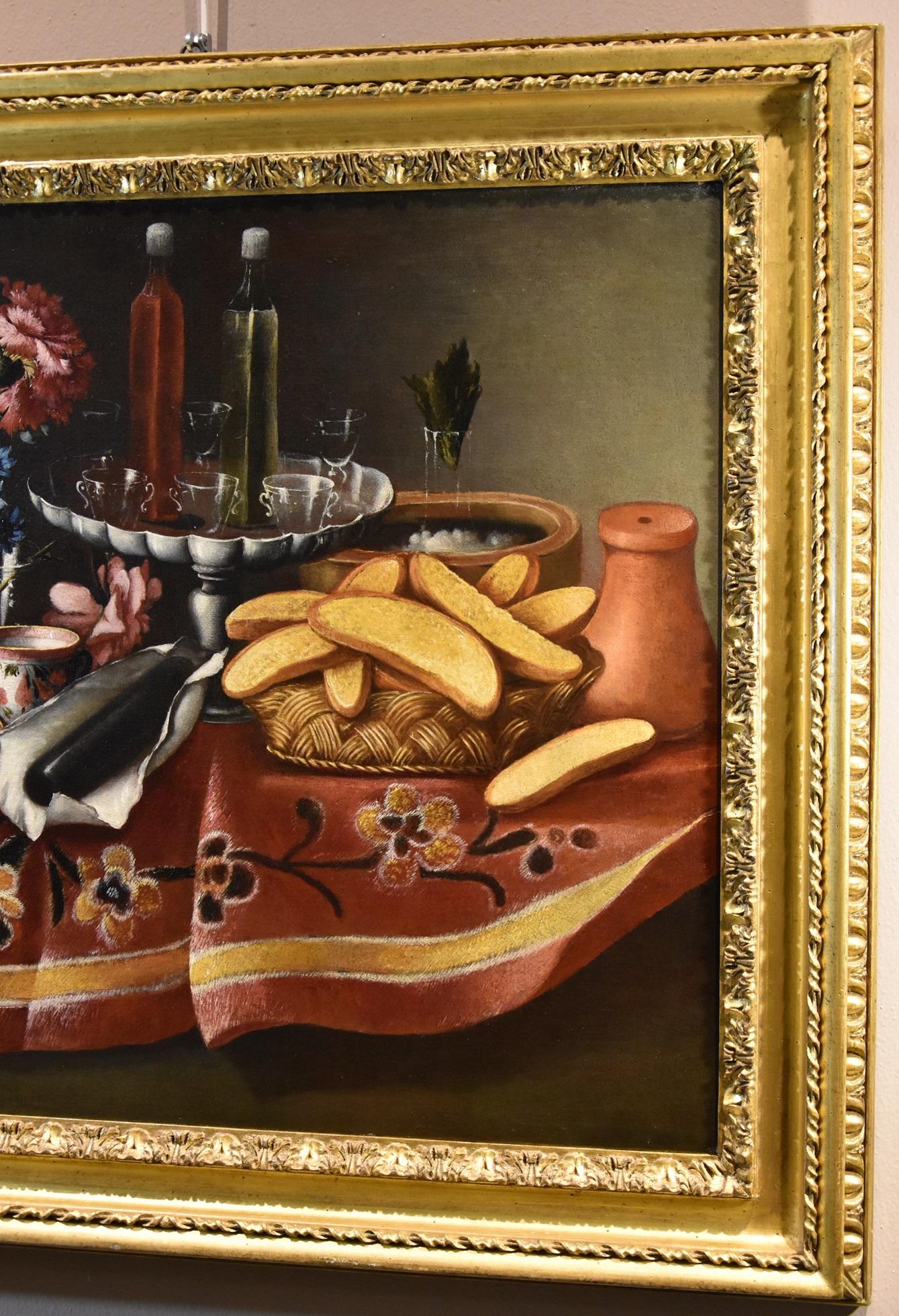 Still Life Flowers Nani 18th Century Paint Oil on canvas Old master Naples Italy - Brown Still-Life Painting by Giacomo Nani (porto Ercole 1698 - Naples 1770)