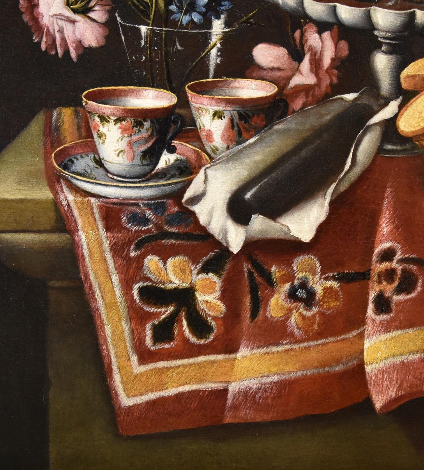 Still Life Flowers Nani 18th Century Paint Oil on canvas Old master Naples Italy For Sale 3