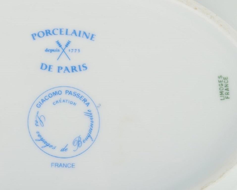 Late 20th Century Giacomo Passera for Porcelaine de Paris, Large Oblong Dish and Round Dish For Sale