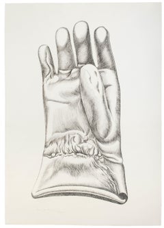 Schwarzer und weißer Handschuh - Original-Radierung von Giacomo Porzano - 1972