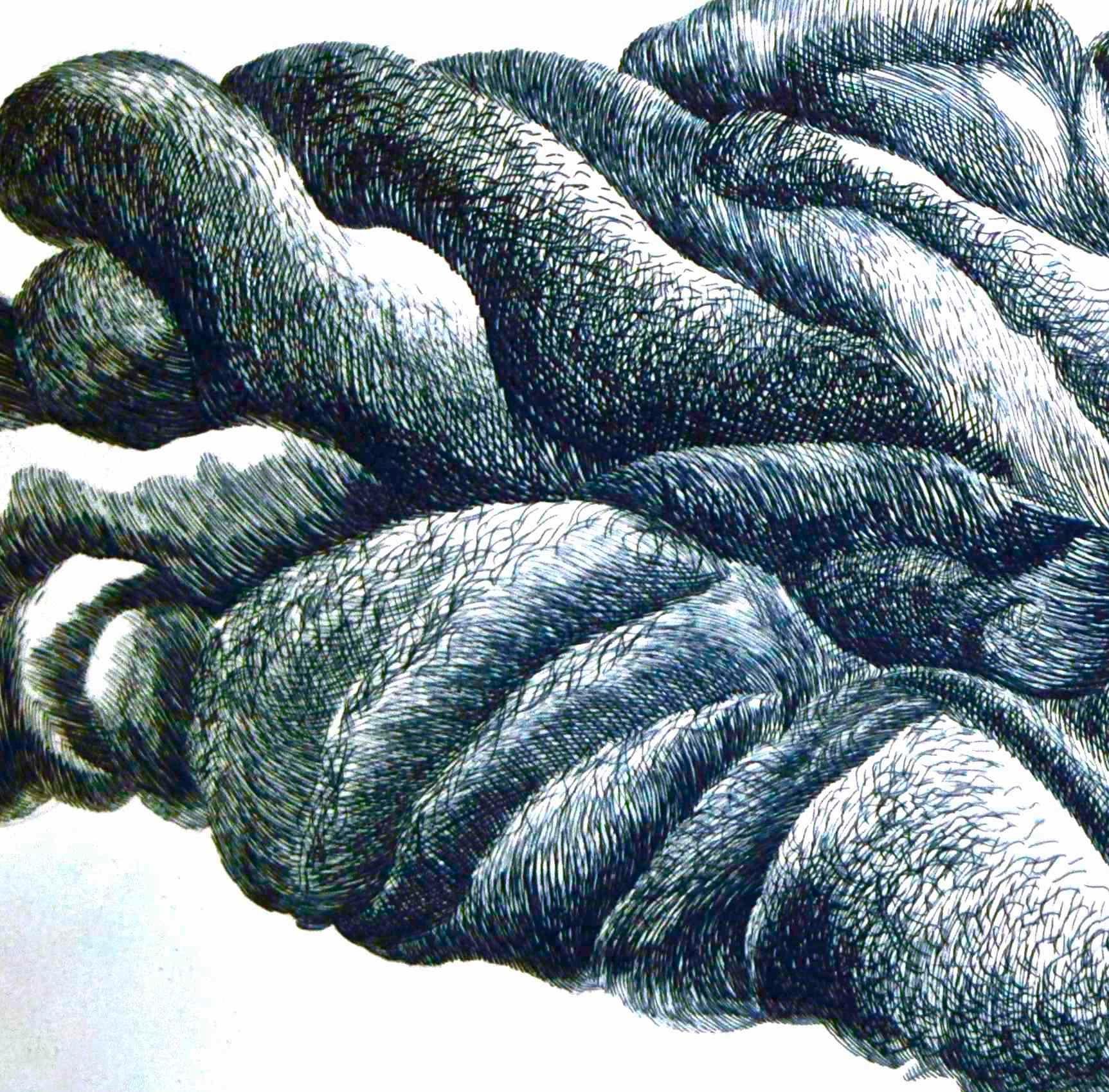 Nube azul - Grabado original de Giacomo Porzano - 1972 en venta 3