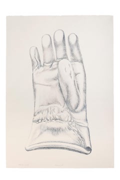 Vintage Blue Glove - Original Etching by Giacomo Porzano - 1972