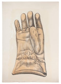 Vintage Glove - Original Etching on Cardboard by Giacomo Porzano - 1972