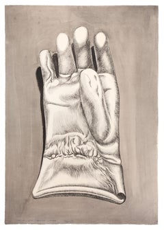 Vintage Glove - Original Etching on Cardboard by Giacomo Porzano - 1972
