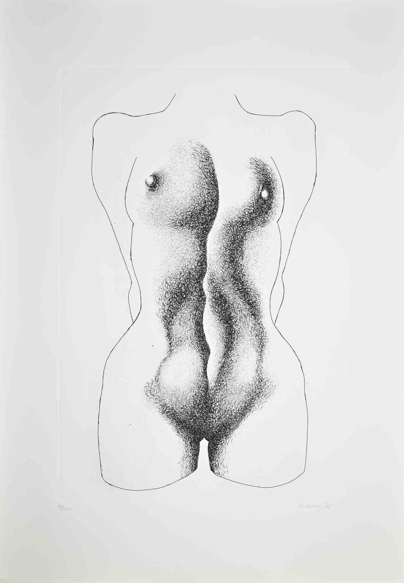 Nude Etching by Giacomo Porzano, Signed, Edition of 100, 1972