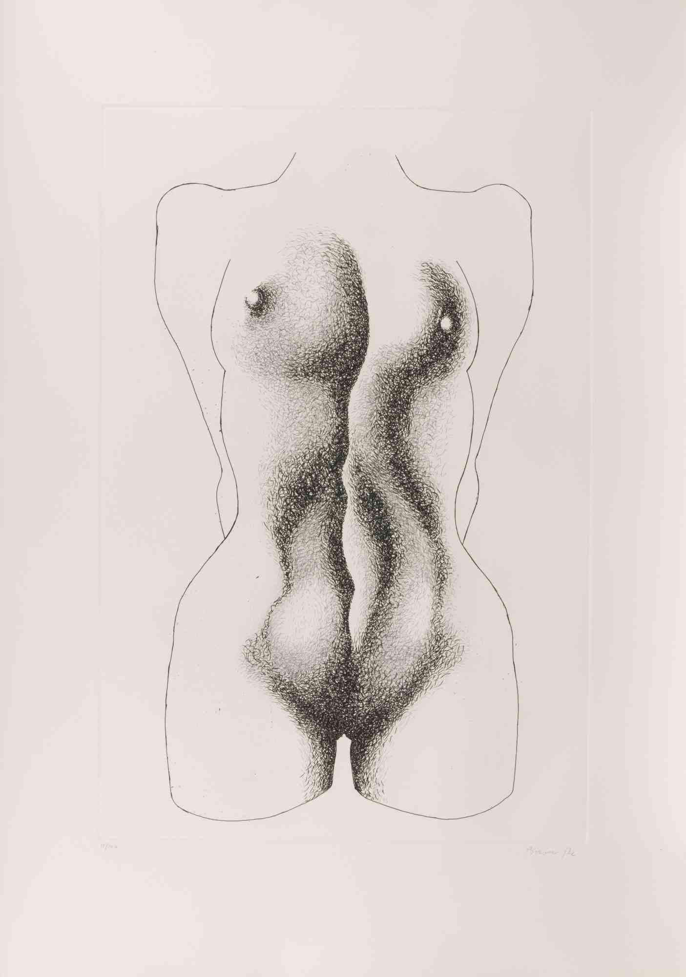 Nude - Etching by Giacomo Porzano - 1972