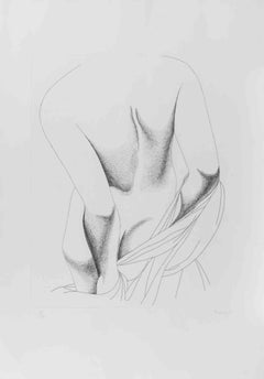 Nu de dos - Gravure de Giacomo Porzano - 1975