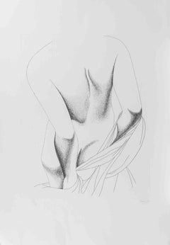 Nude from the Back - Etching by Giacomo Porzano - 1975